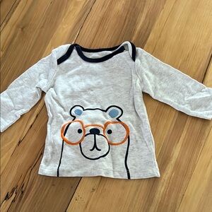 First Impressions Gray and Orange Long Sleeve Tee with Bear Design